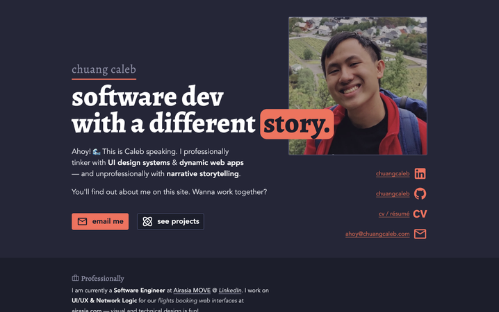 Display image showcasing my Portfolio Website project for chuangcaleb.com