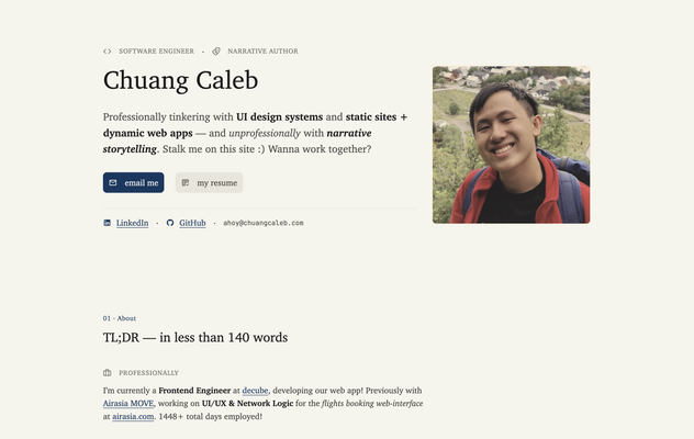 Image showcasing chuangcaleb.com